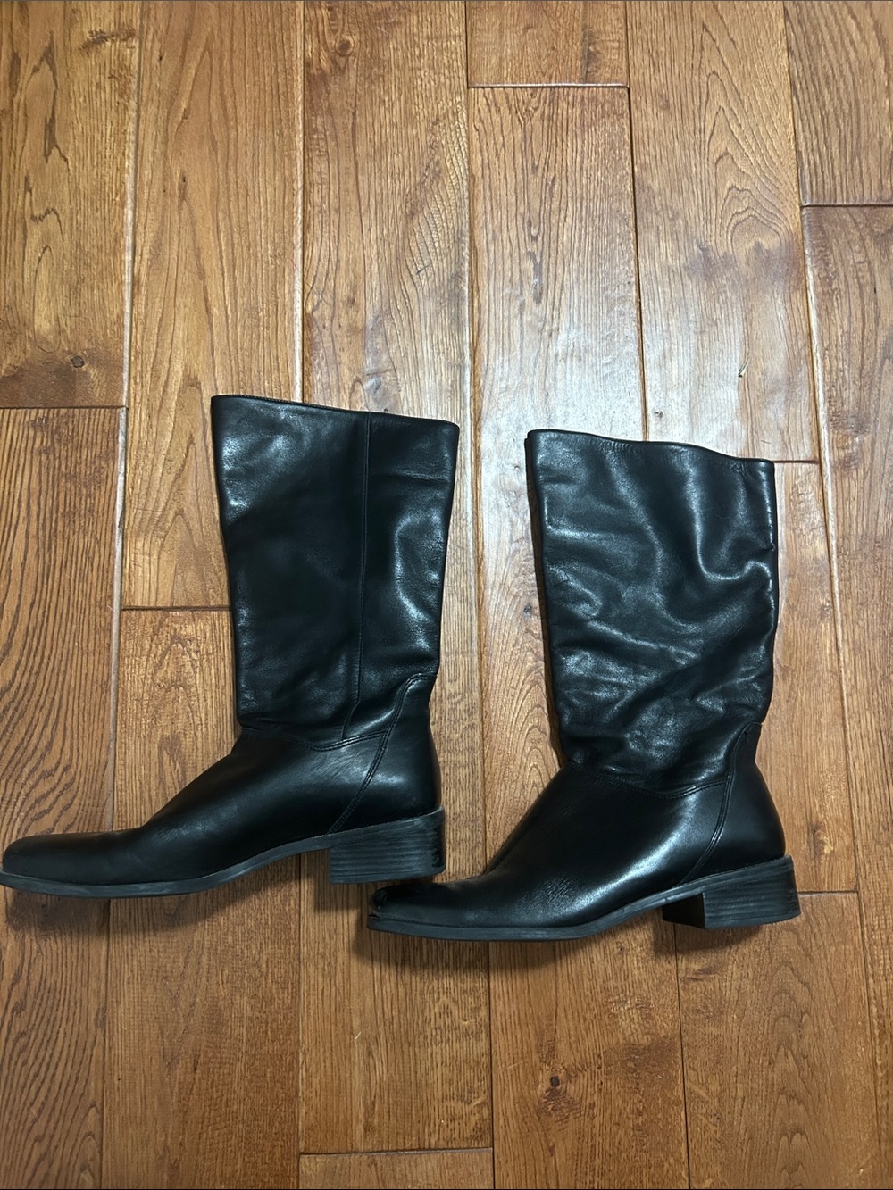 Naturalizer Black Mid-Calf Leather Heeled Boots